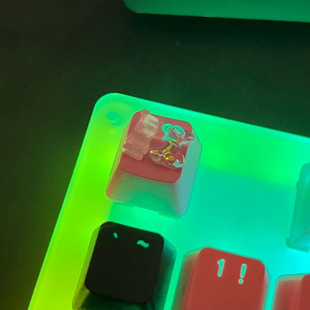 Cute Pink Duo Gummy bears kawaii Artisan keycaps, for OEM switches